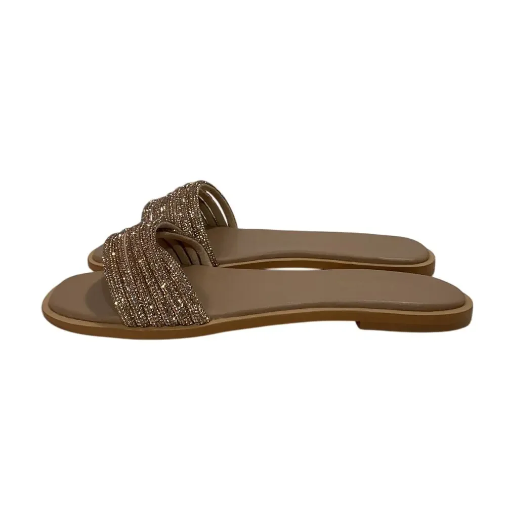 Kaanas Embellished Almond Centenary Slide Sandals Size 9